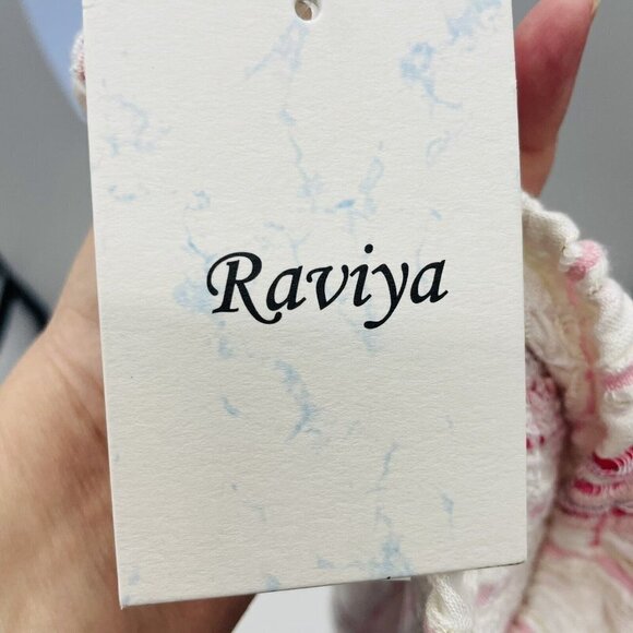 Raviya Womens Sz Medium Smocked-Top Jumpsuit Swimsuit Cover-Up in Pink White $58 - Picture 7 of 9